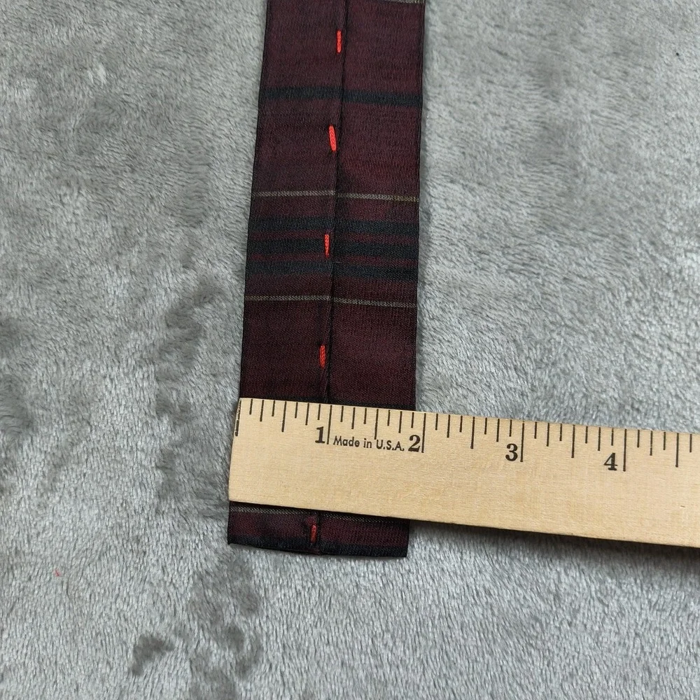 Vintage Fernando Cambini Square‎ Tip Tie Mens Red Striped Firenze Knit Flat End